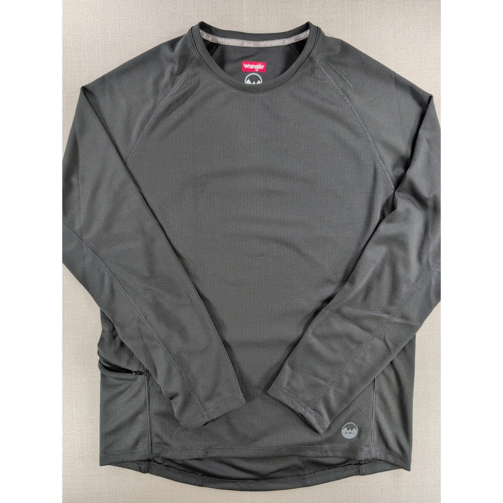 Wrangler Outdoor Long Sleeve Performance Shirt Mens XL Gray Waffle Crew Neck